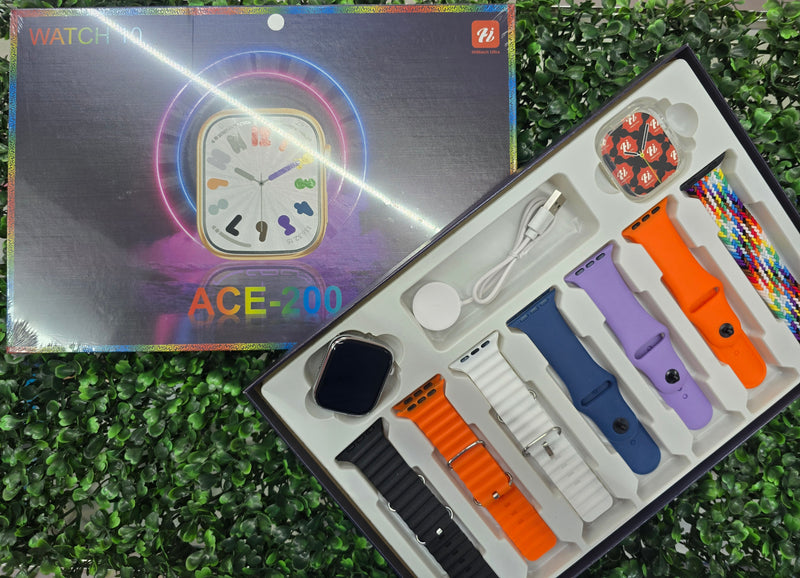 Combo smart watch 10, protector y 7 correas ( Ace 200 )