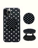 Cover Silicone Iphone 12pro Con Corazones y Pop Negro